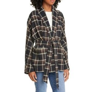 The Great. Cabin Wrap Jacket Woodland Plaid Size 0/XS